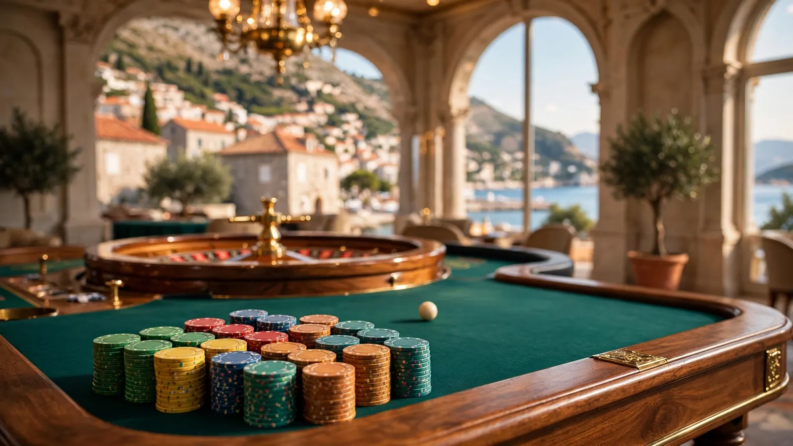 Stol za rulet s ulošcima u elegantnom hrvatskom casinu