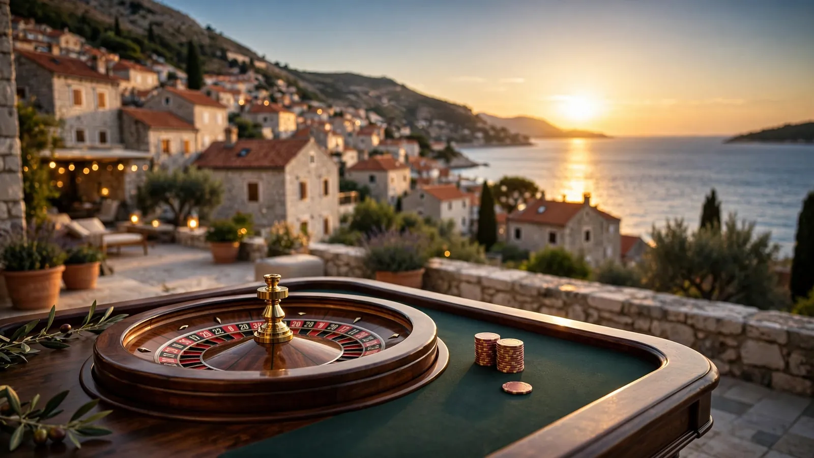 Hrvatski casino stol uz pogled na jadransku obalu