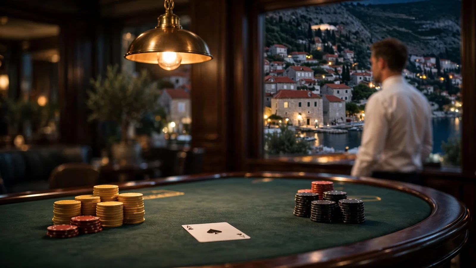 Elegantni casino stol za blackjack s ulošcima i kartom